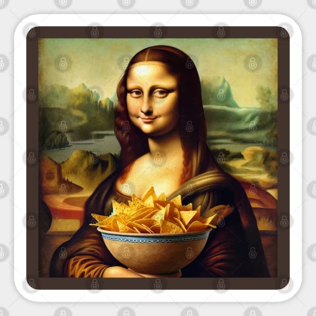 Mona Lisa Tortilla Chip Feast Tee - National Tortilla Chip Day Sticker by Edd Paint Something